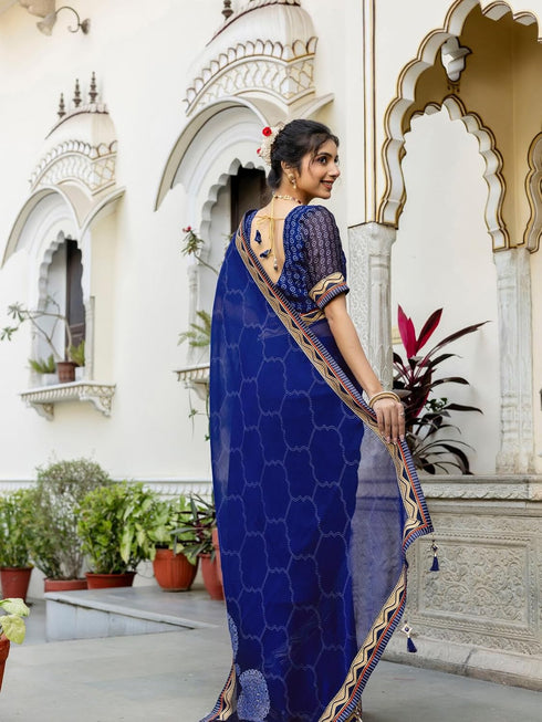 Vasthrlay Chiffon Printed Dark Saree
