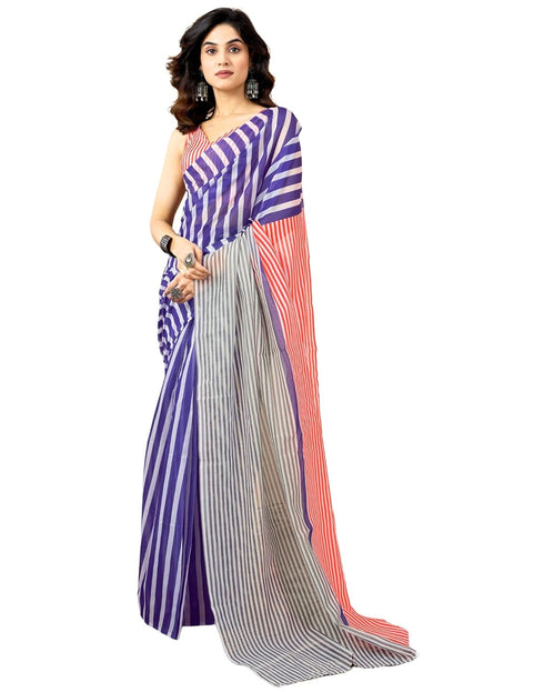 Vasthrlay Chanderi Printed Unstitched Orange Saree