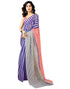 Vasthrlay Chanderi Printed Purple And Grey Saree With Unstitched Blouse Piece