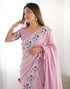 Vasthrlay Sequence Embroidery Unstitched Red Saree