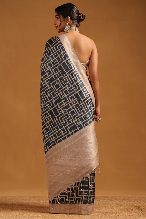 Vasthrlay Tussar Geometric Printed