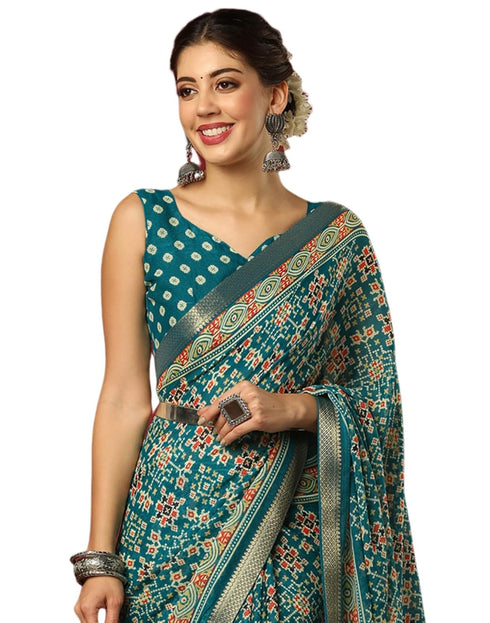 Vasthrlay Georgette Bandhani Unstitched Wine Saree