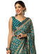 Vasthrlay Georgette Bandhani Teal Green Saree With Unstitched Blouse Piece