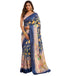 Vasthrlay Womens Printed Unstitched Navy Blue Saree