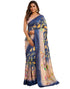 Vasthrlay Womens Printed Unstitched Navy Blue Saree