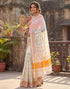 Vasthrlay Womens Printed Unstitched Peach Saree