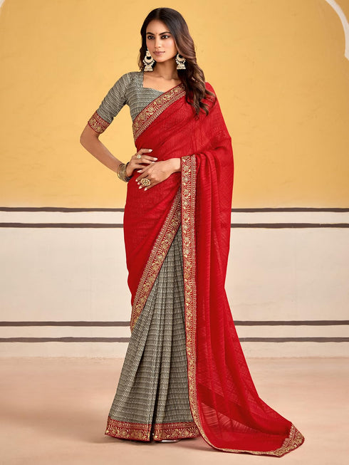 Vasthrlay Georgette Embroidered Unstitched Designer Ethnic Wear