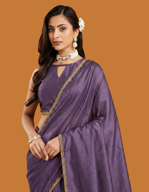 Vasthrlay Purple Decorative Unstitched Saree