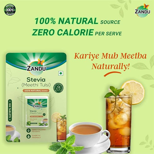 Zandu Stevia Meethi Tulsi | Table Top Sweetener 100g