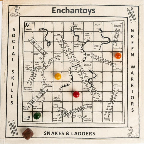 Snakes and ladders Cotton Fabric Board Game