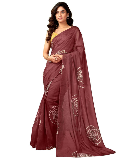 Vasthrlay Chanderi Printed Unstitched Blue Saree
