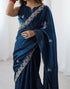Vasthrlay Scalloped Embroidery Unstitched Rani Pink Saree