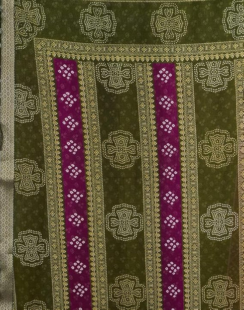 Vasthrlay Chiffon Bandhani Unstitched Yellow Saree