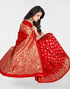 Vasthrlay Banarasi Jacquard Unstitched Red Saree
