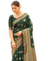 Vasthrlay Womens Weaving Unstitched Dark Green Saree