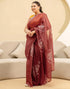 Vasthrlay Chanderi Printed Brown Saree With Unstitched Blouse Piece
