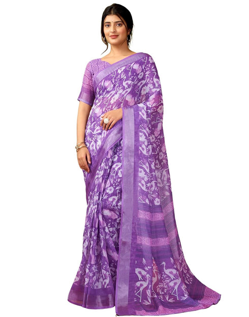 Vasthrlay Womens Cotton Printed Brown Saree