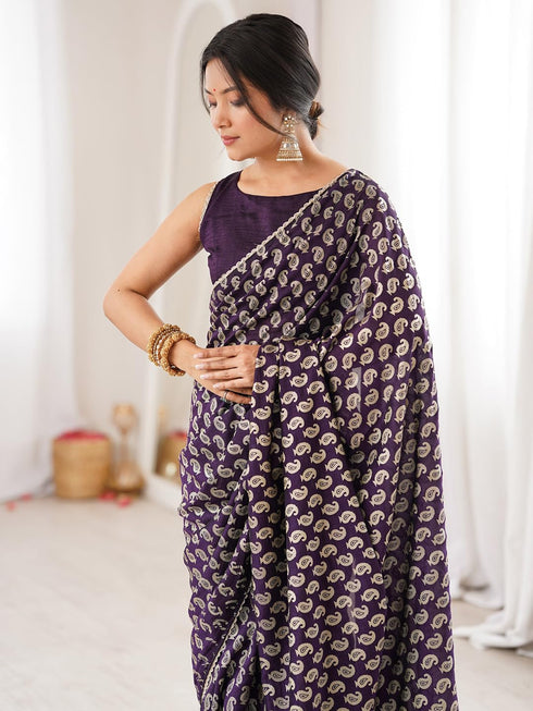 Vasthrlay Vichitra Embroidered Unstitched Fl Ethnic Wear
