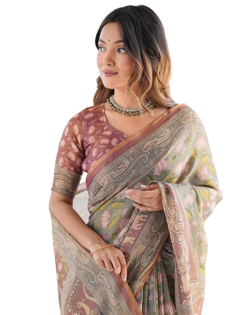 Vasthrlay Blue Beige Traditional Grey Green Saree