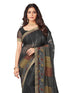 Vasthrlay Chiffon Tassels Unstitched Dark Green Saree