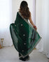 Vasthrlay Scalloped Embroidery Unstitched Rani Pink Saree