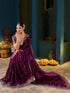 Vasthrlay Scalloped Embroidery Unstitched Rani Pink Saree