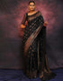 Vasthrlay Banarasi Kanjivaram Unstitched Teal Saree