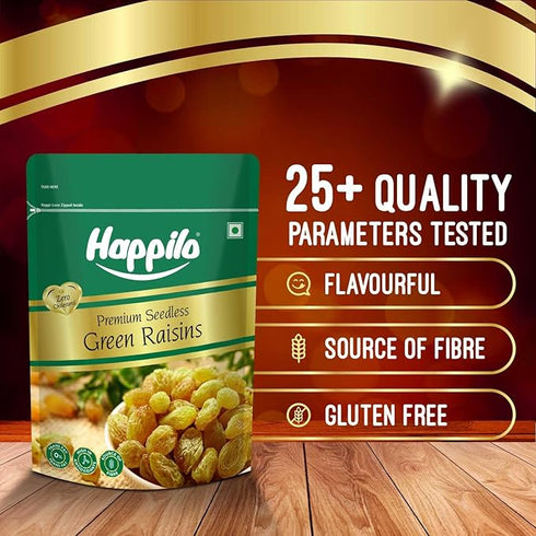 Happilo Dried Seedless Green Raisins Value Pack Pouch