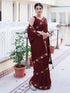 Vasthrlay Womens Blouse Maroon Saree With Unstitched Blouse Piece
