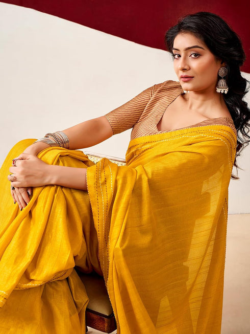 Vasthrlay Embroidery Peach Saree