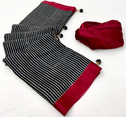 Vasthrlay Ajrakh Saree Crepe