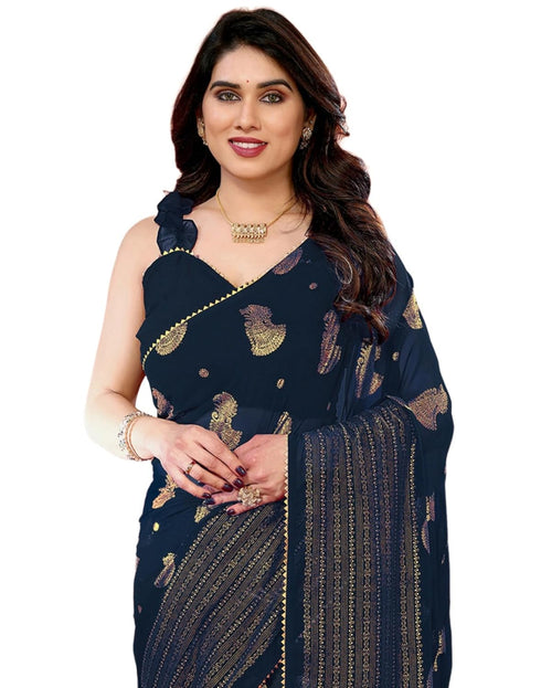 Vasthrlay Georgette Weaving Unstitched Red Saree