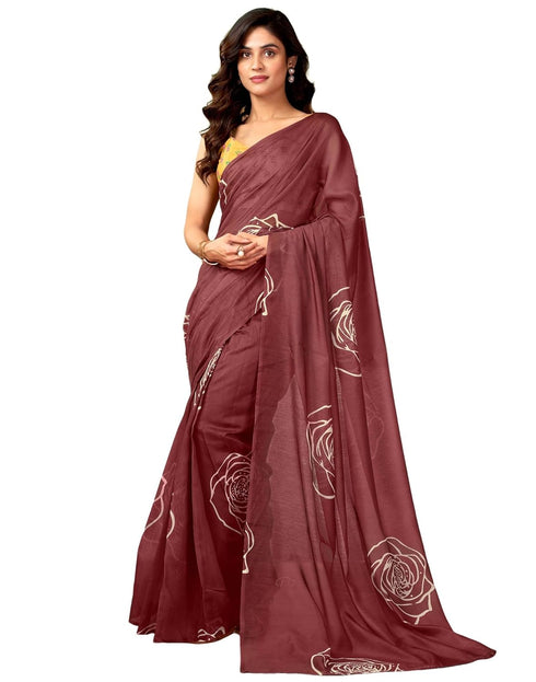 Vasthrlay Chanderi Printed Unstitched Blue Saree