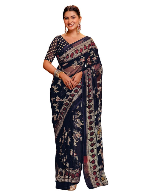 Vasthrlay Chanderi Printed Yellow Saree