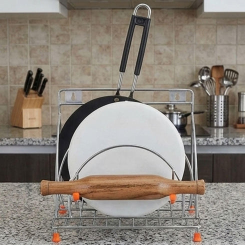 Stainless Steel 4-in-1 Chakla Belan Tawa Chimta Stand