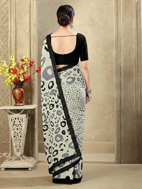 Vasthrlay Printed Off White1 White Saree