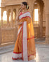 Vasthrlay Womens Printed Unstitched Yellow Saree