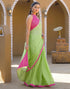 Vasthrlay Chiffon Bandhani Unstitched Light Green Saree