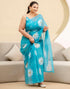 Vasthrlay Chanderi Printed Unstitched Blue Saree