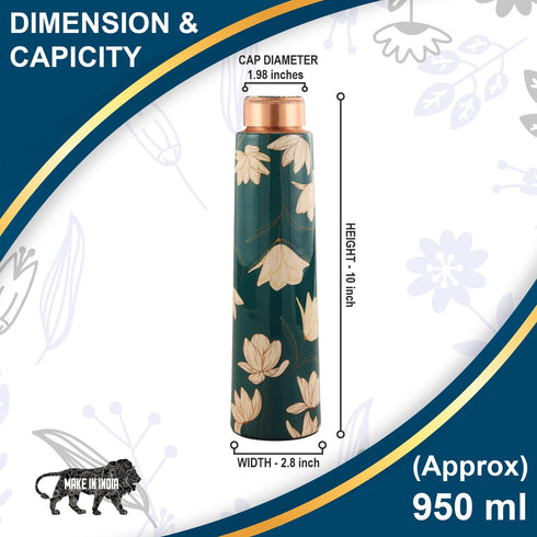 Copper Bottle Blue Jaipuri Dots Meena 1 Liter