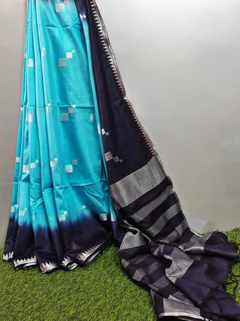 Vasthrlay Grey Bhagalpuri Unstitched Saree