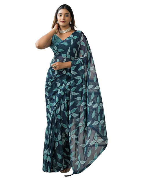 Vasthrlay Chiffon Bandhani Unstitched Olive Green Saree