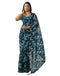 Vasthrlay Chiffon Bandhani Blue Saree With Unstitched Blouse Piece