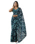 Vasthrlay Chiffon Bandhani Blue Saree With Unstitched Blouse Piece