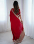 Vasthrlay Sequence Embroidery Unstitched Red Saree