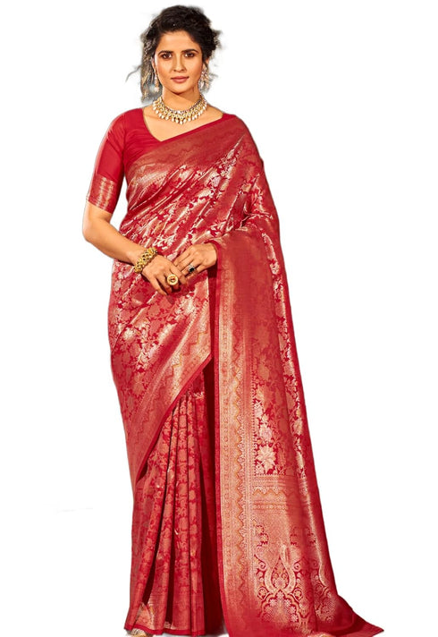 Vasthrlay Women's Kanjivaram Designer Unstitched Saree