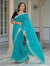 Vasthrlay Embroidery Scalloped Unstitched Navy Blue Saree