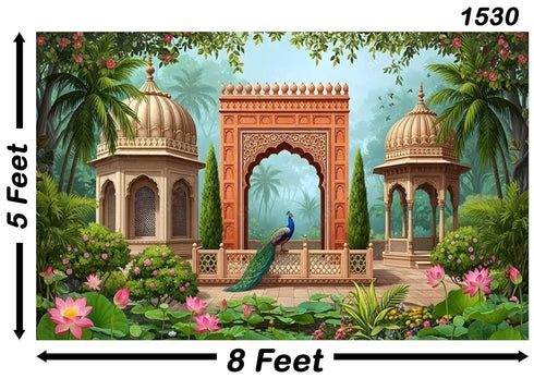 Traditional Mughal Arch Garden Background Photography Backdrops