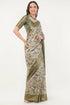 Vasthrlay Sage Green Patchwork Print Polyester Saree With Zari Border And Unstitched Blouse Piece