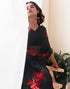 Vasthrlay Georgette Sequence Unstitched Black Saree